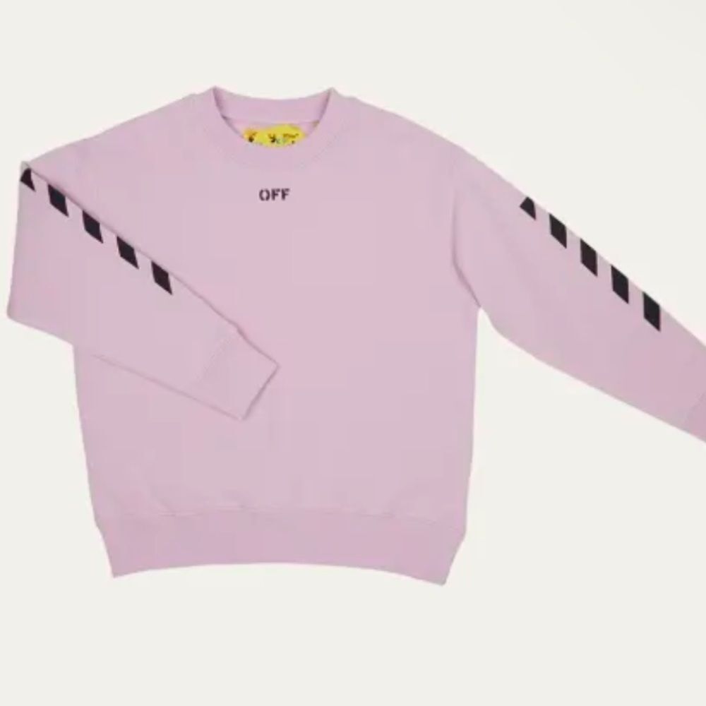 OFF-WHITE | NEW Kid’s Stamped Logo Crewneck Sweatshirt Light Purple Girl’s Sz 6
